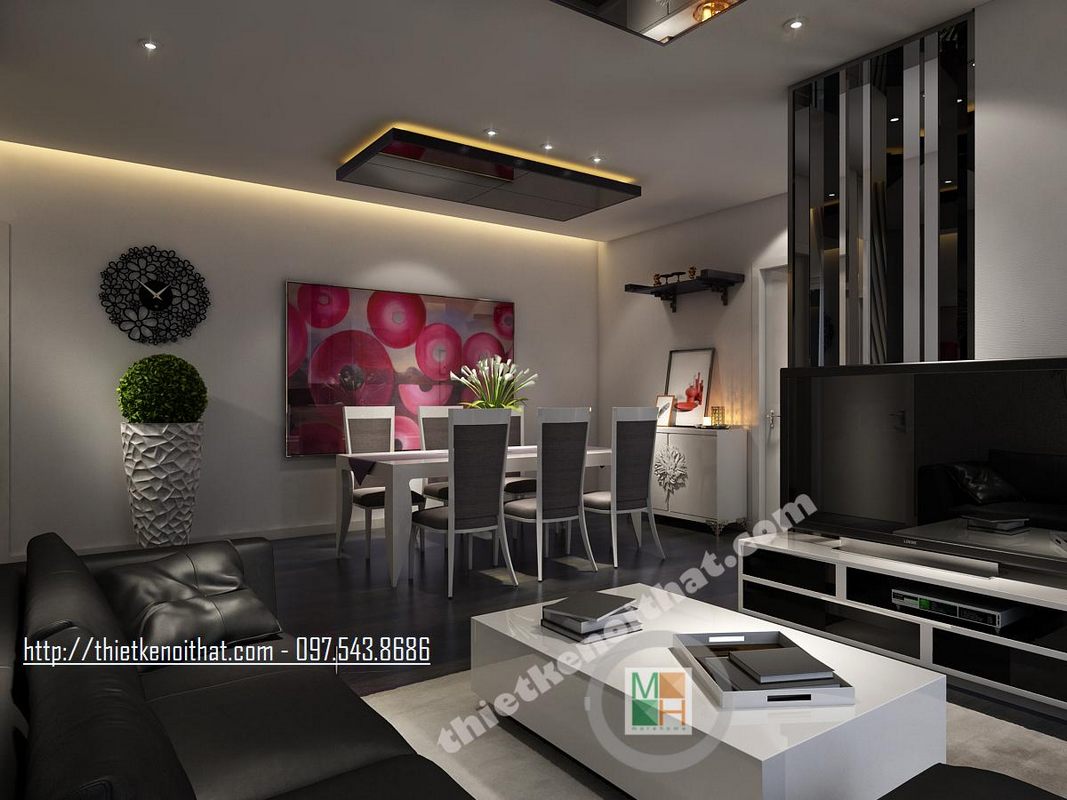 Thiết kế nội thất phòng khách chung cư Golden Palace Mễ Trì Nam Từ Liêm Hà Nội